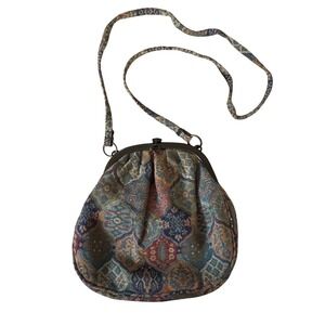 Vtg Carpet Bags England Tapestry Crossbody Purse Victorian Boho Bag Greenwich